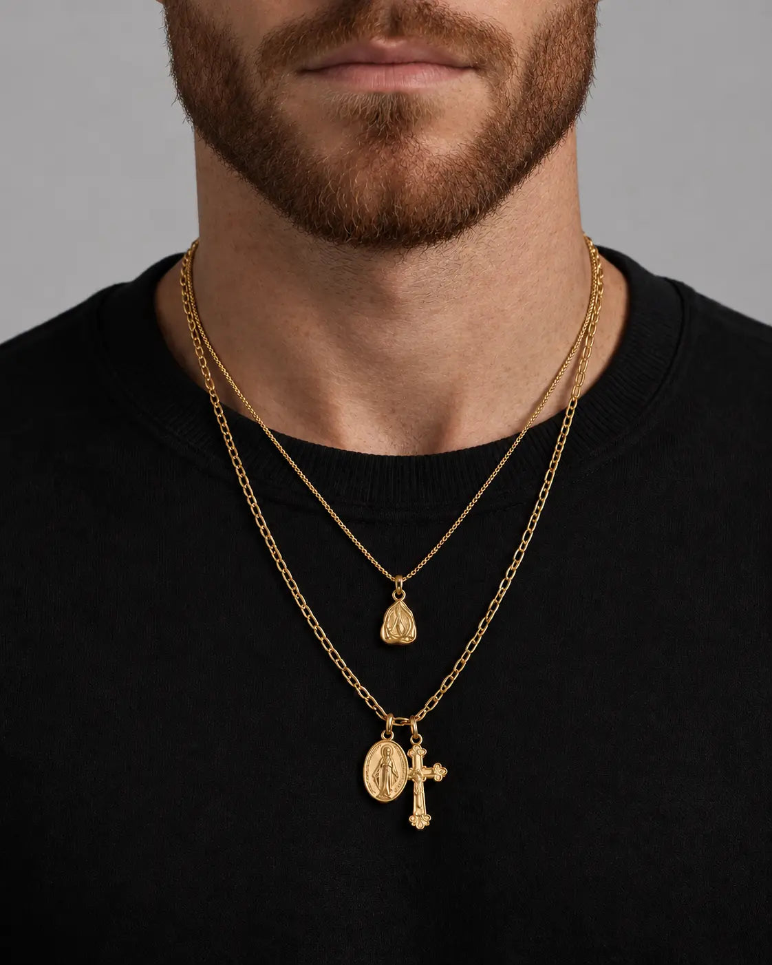 Colgante con cruz y virgen