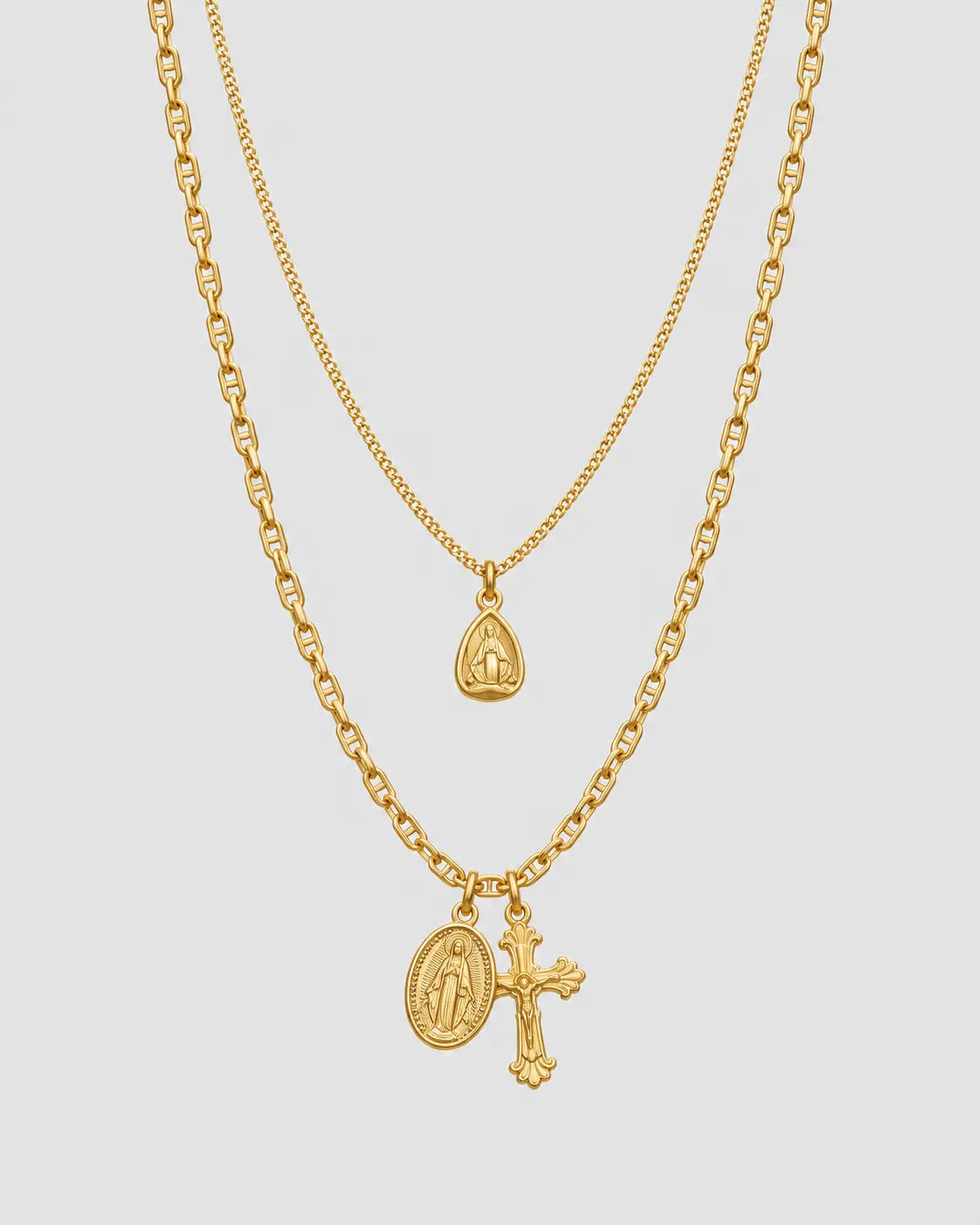 Colgante con cruz y virgen